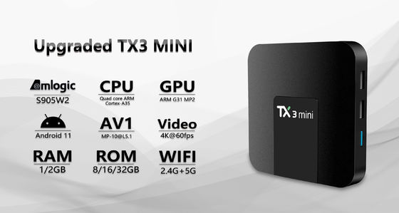 ODM アンドロイド 6.0 アムロジック S905w2 セットアップ ボックス  TX3mini Wifi2.4G 5G
