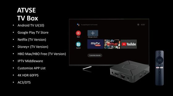 OEM OTT箱のWifiの声制御アンドロイド10.0のGoogle TV箱4K HD ATV